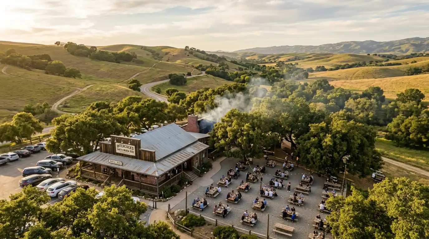 People dining at rustic restaurant