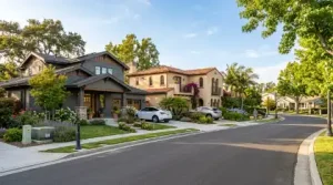 Suburban neighborhood aerial view