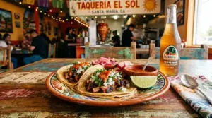 Mexican taco platter on table